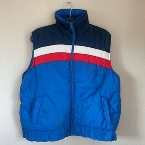 1980s Blue and Red Puffer Vest